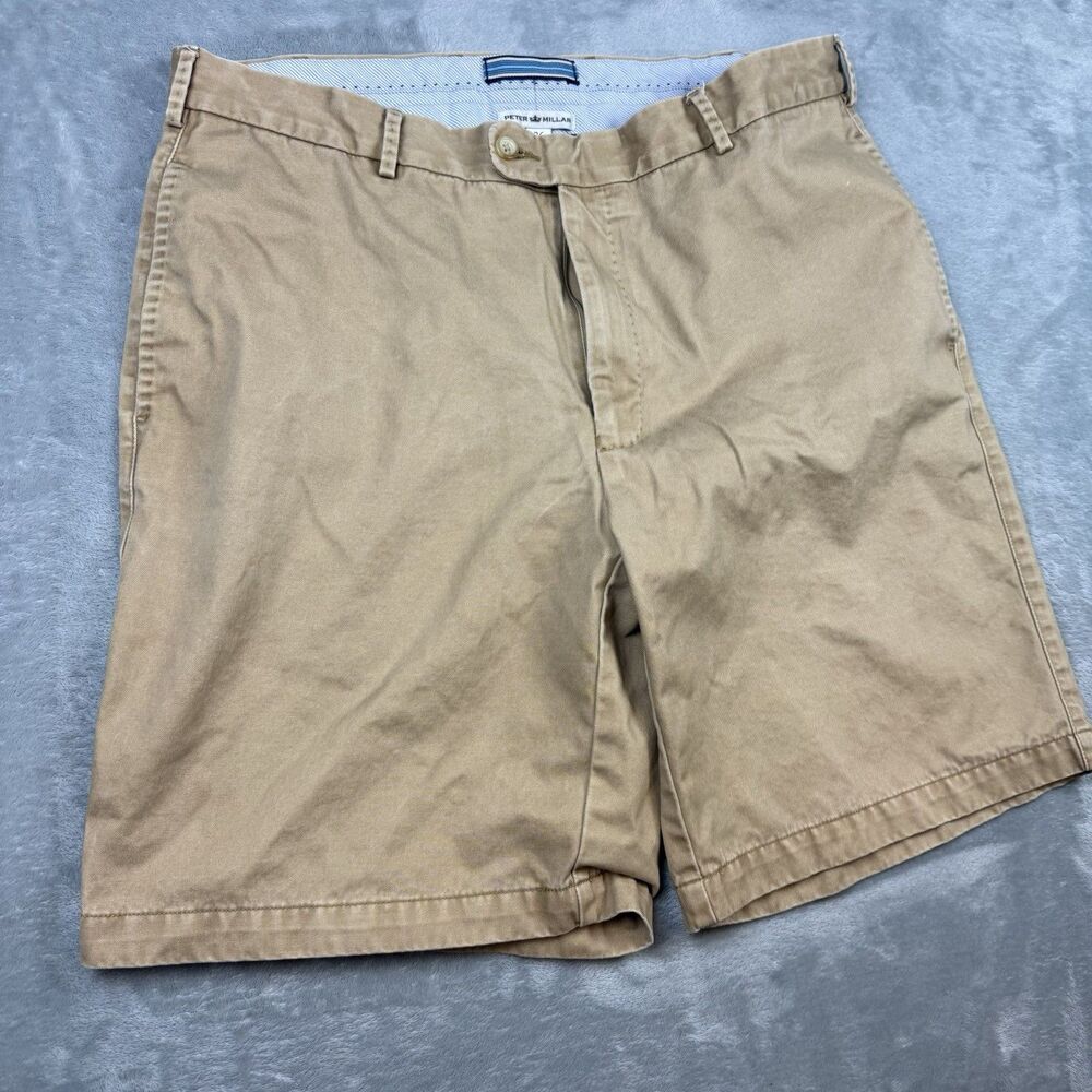 Peter Millar Pima Cotton Khaki Chino Shorts Mens 36 Casual Golf Classic
